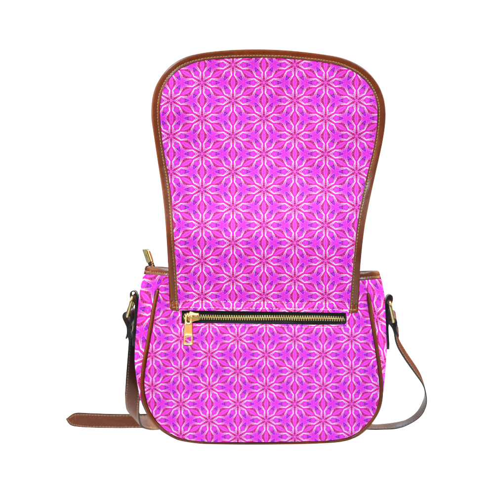 Pink Snowflakes Spinning in Winter Abstract Saddle Bag/Large (Model 1649)