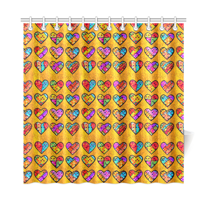 Orange Popart Heart by Nico Bielow Shower Curtain 72"x72"