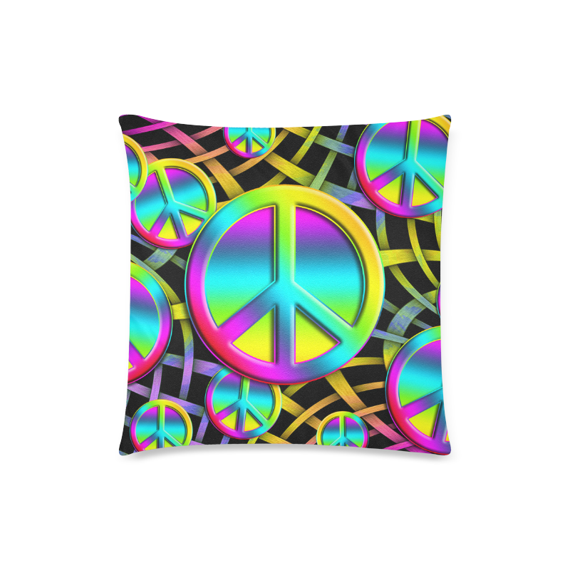 Neon Colorful PEACE pattern Custom Zippered Pillow Case 18"x18"(Twin Sides)