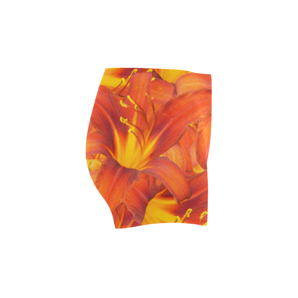 Orange Daylilies Briseis Skinny Shorts (Model L04)