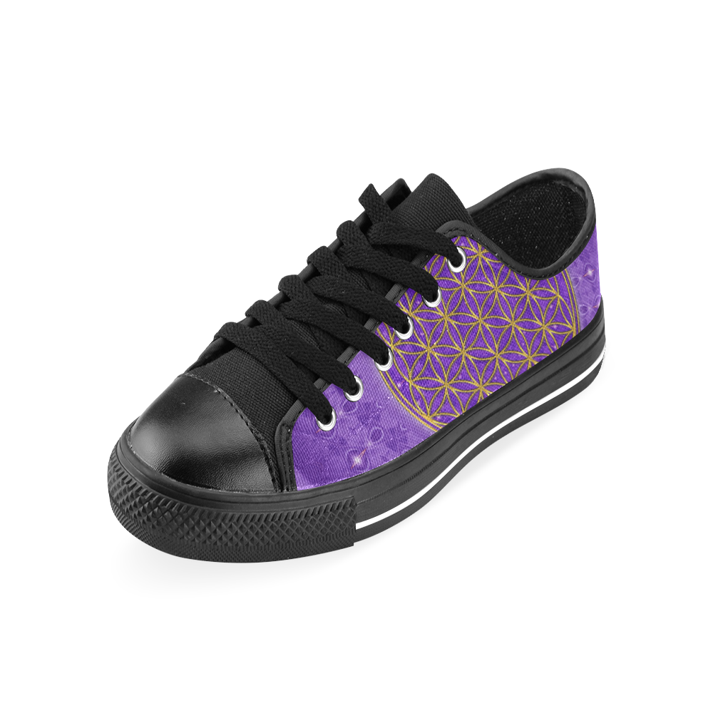 FLOWER OF LIFE gold POWER SPIRAL purple Men's Classic Canvas Shoes (Model 018)