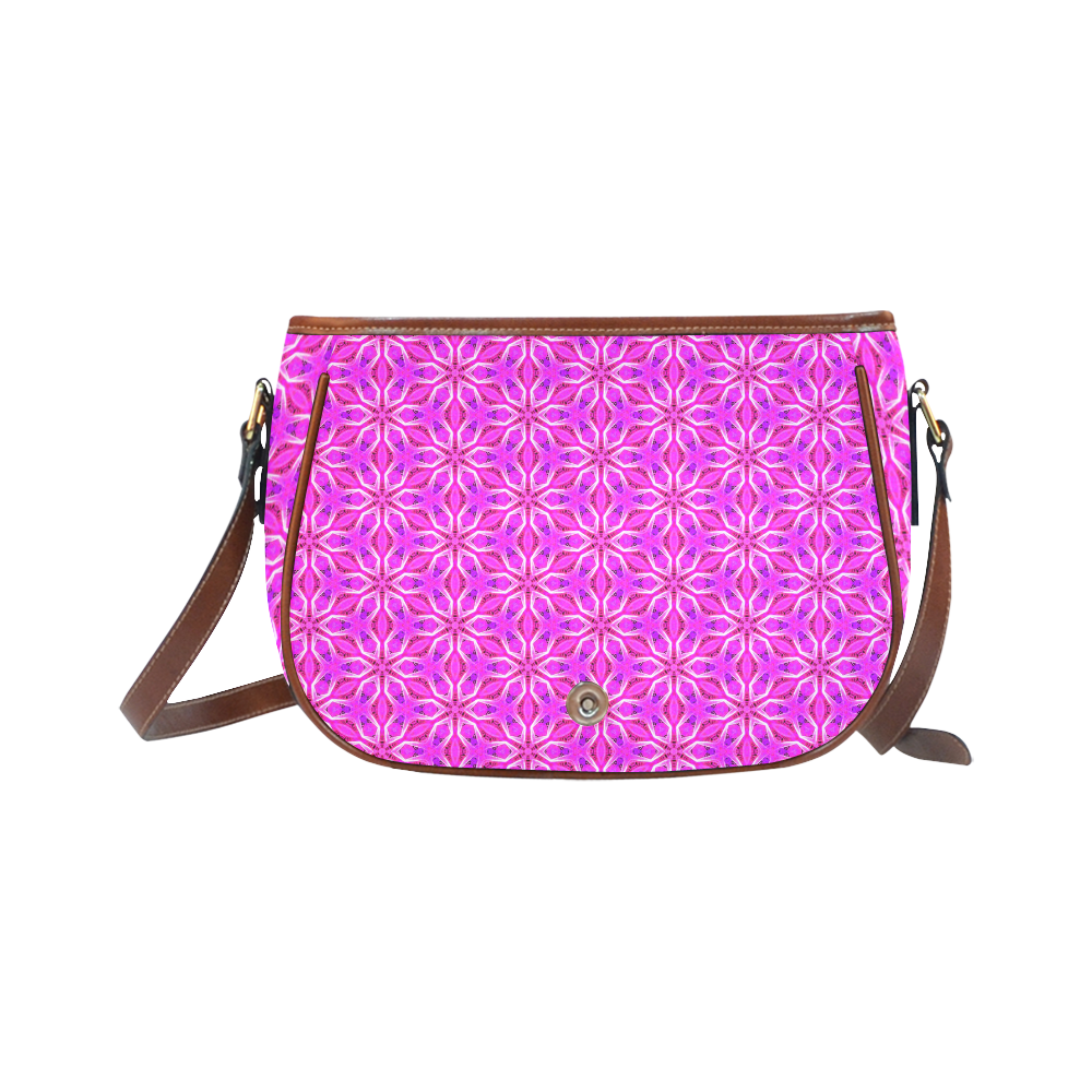 Pink Snowflakes Spinning in Winter Abstract Saddle Bag/Small (Model 1649) Full Customization