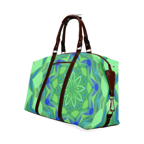 Cute Blue and green Angelfish Flower Classic Travel Bag (Model 1643)
