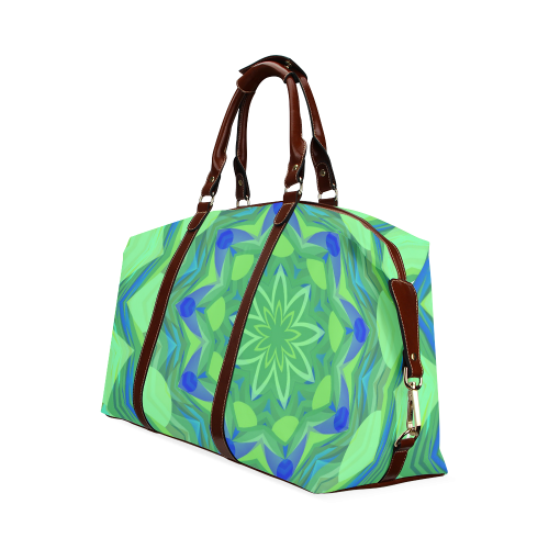 Cute Blue and green Angelfish Flower Classic Travel Bag (Model 1643)