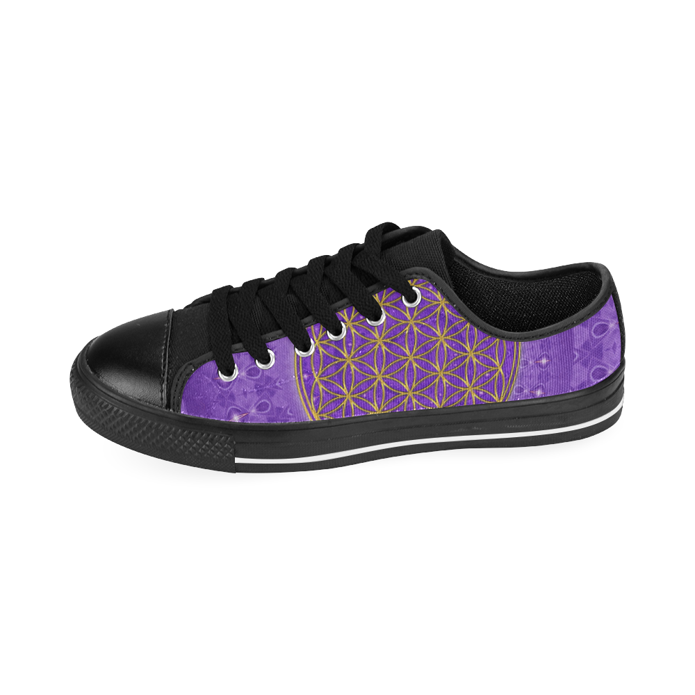 FLOWER OF LIFE gold POWER SPIRAL purple Men's Classic Canvas Shoes (Model 018)