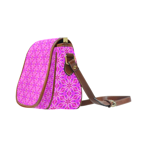 Pink Snowflakes Spinning in Winter Abstract Saddle Bag/Large (Model 1649)