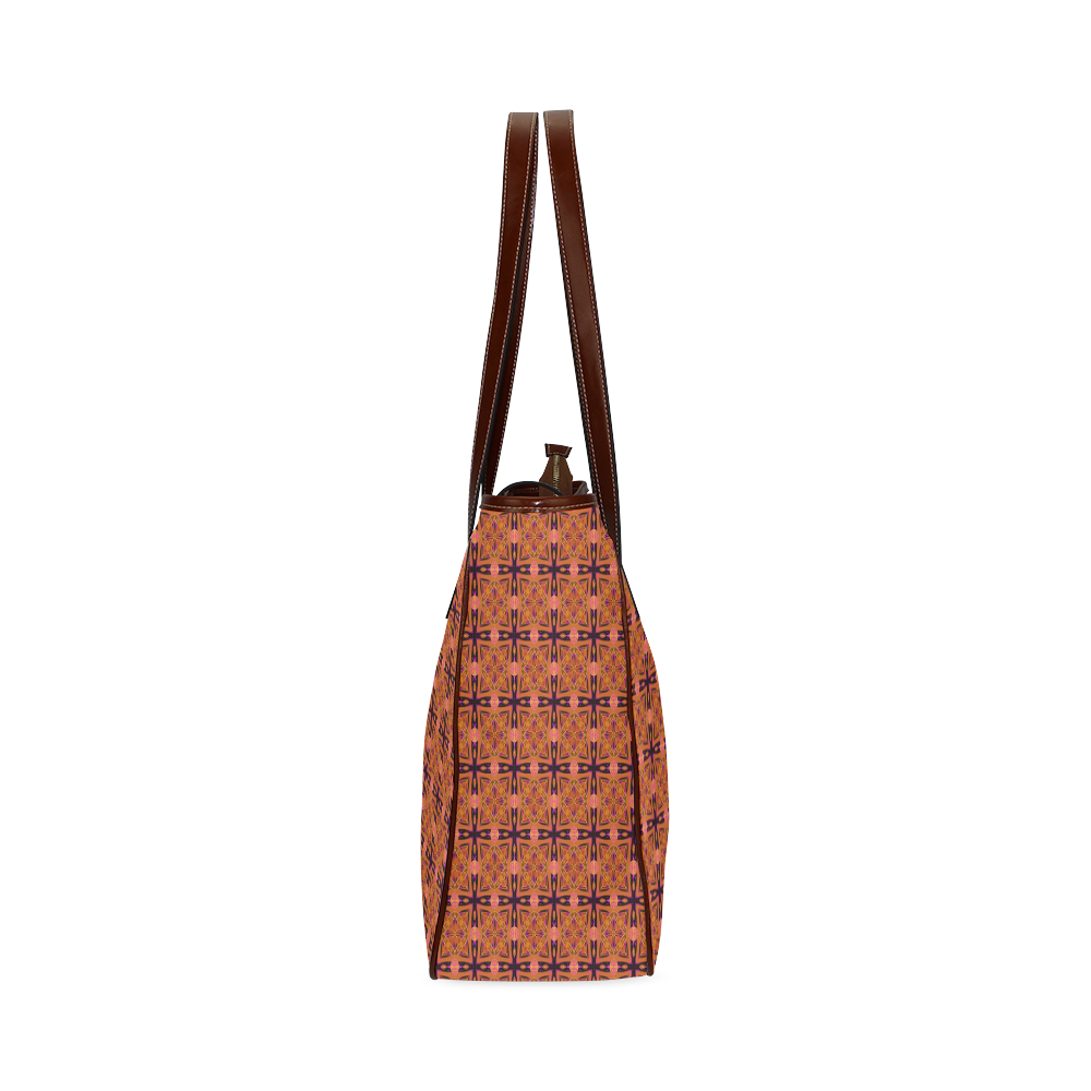 Peach Purple Abstract Moroccan Lattice Quilt Classic Tote Bag (Model 1644)