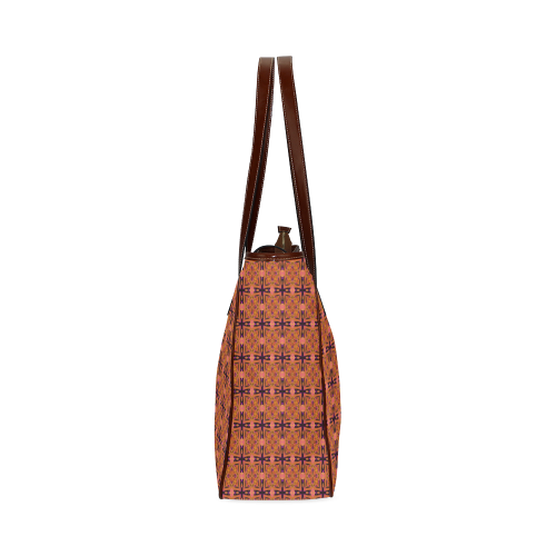 Peach Purple Abstract Moroccan Lattice Quilt Classic Tote Bag (Model 1644)