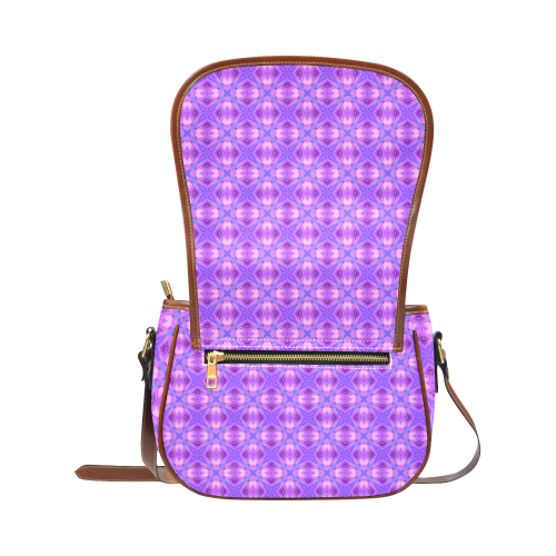 Vibrant Abstract Modern Violet Lavender Lattice Saddle Bag/Large (Model 1649)