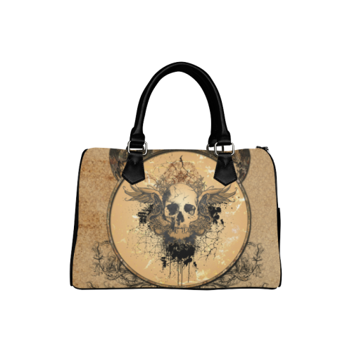 Awesome skull with wings and grunge Boston Handbag (Model 1621)