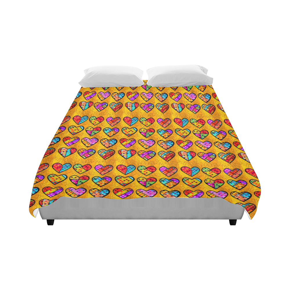 Orange Popart Heart by Nico Bielow Duvet Cover 86"x70" ( All-over-print)