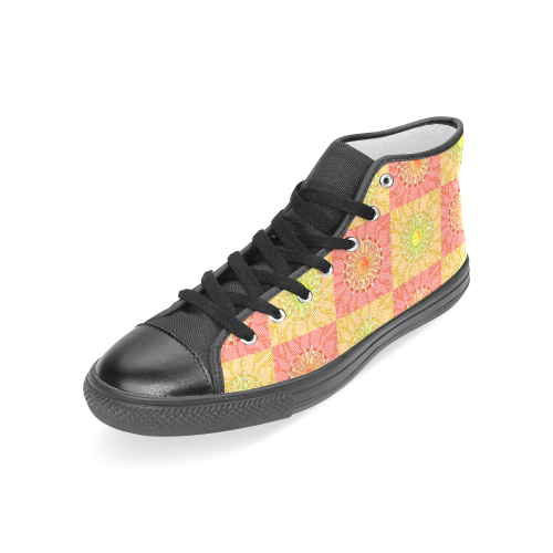 Chequered Sunshine Women's Classic High Top Canvas Shoes (Model 017)