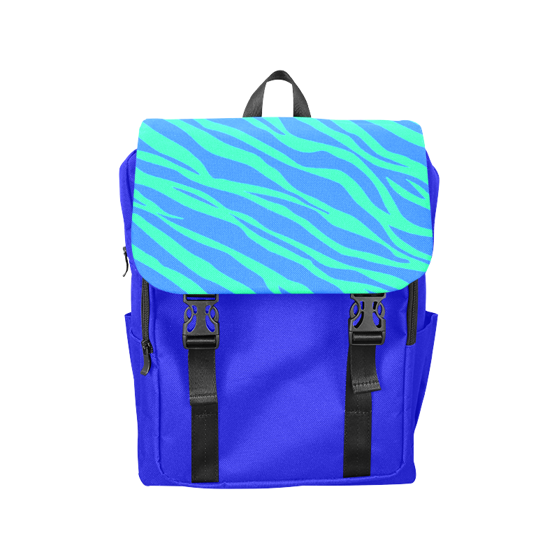 Green On Blue Zebra Stripes Casual Shoulders Backpack (Model 1623)