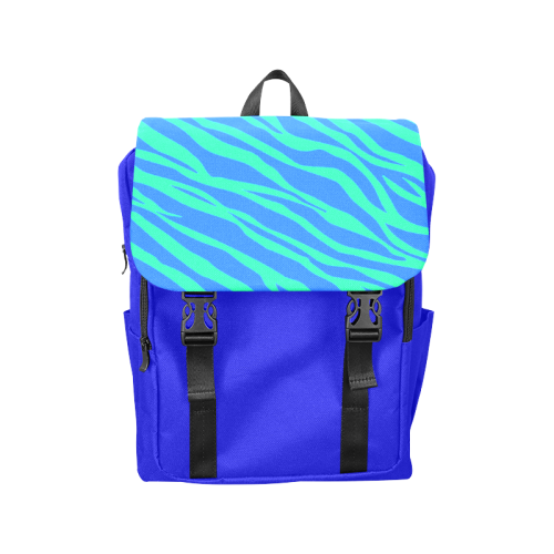 Green On Blue Zebra Stripes Casual Shoulders Backpack (Model 1623)