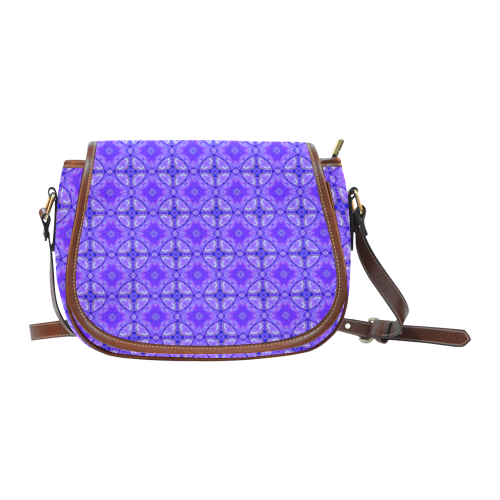Purple Abstract Flowers, Lattice, Circle Quilt Saddle Bag/Small (Model 1649) Full Customization