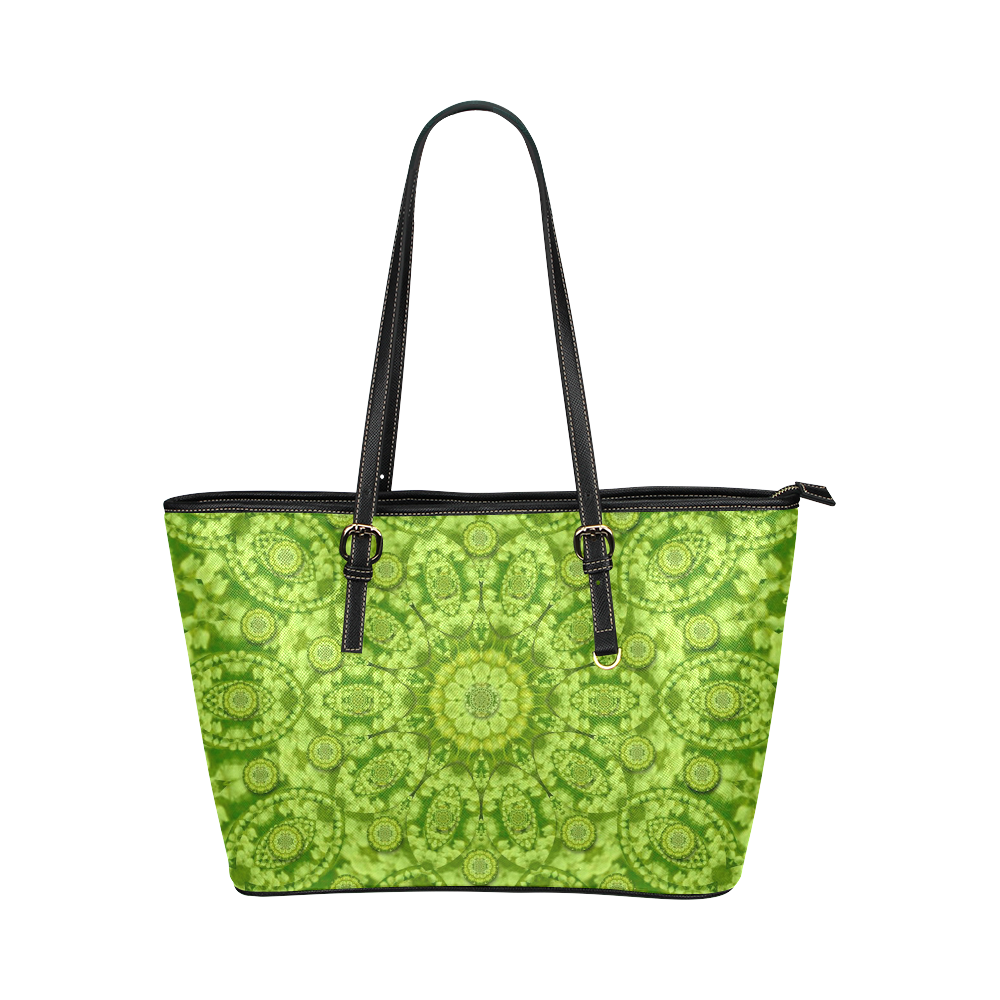 Magic Flowers In  the deep valley of paradise Leather Tote Bag/Small (Model 1651)