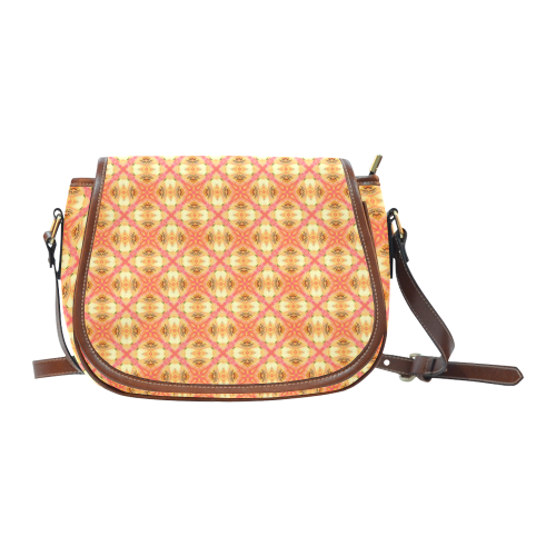 Peach Pineapple Abstract Circles Arches Saddle Bag/Large (Model 1649)