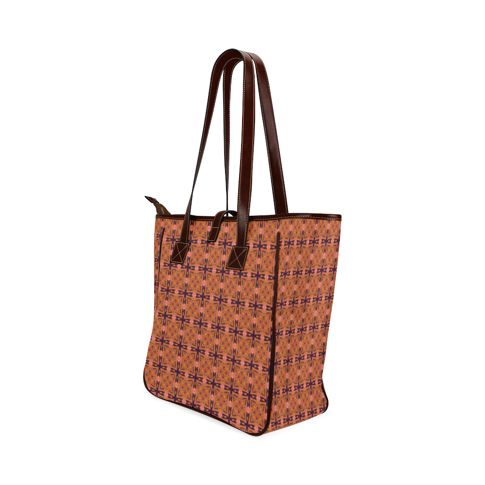 Peach Purple Abstract Moroccan Lattice Quilt Classic Tote Bag (Model 1644)