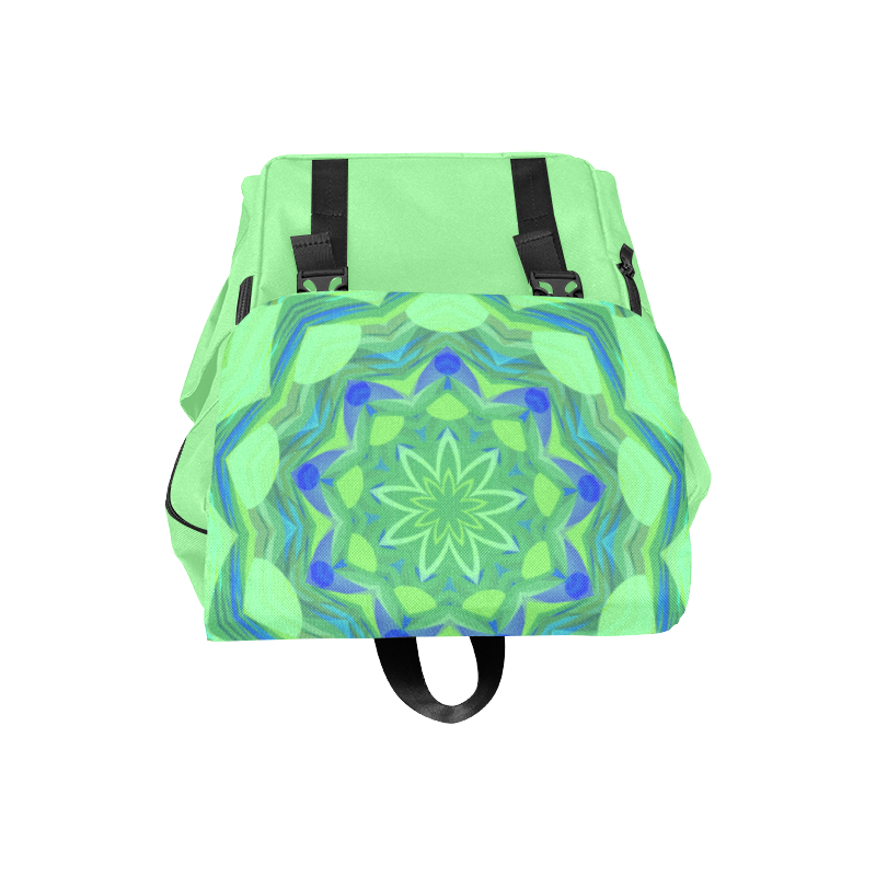 Cute Blue and green Angelfish Flower Casual Shoulders Backpack (Model 1623)