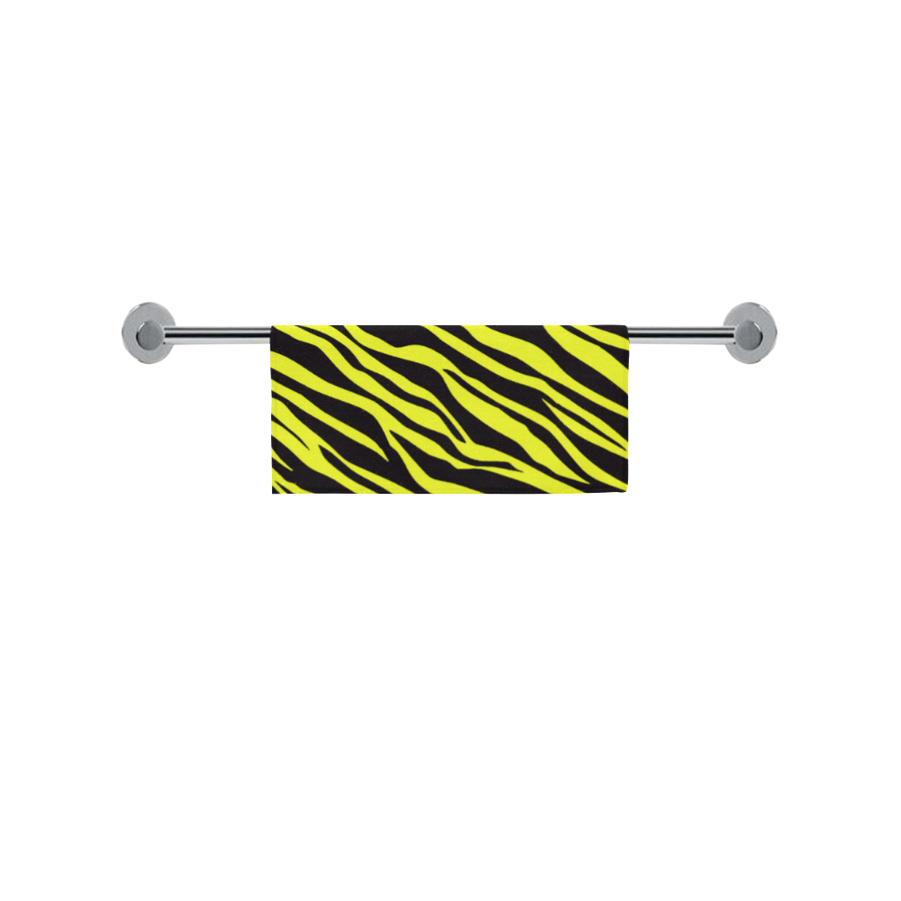 Neon Yellow Zebra Stripes Square Towel 13“x13”