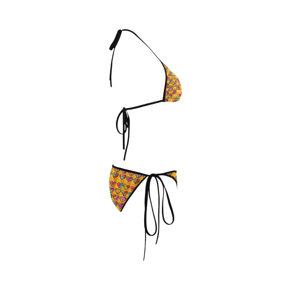 Orange Popart Heart by Nico Bielow Custom Bikini Swimsuit