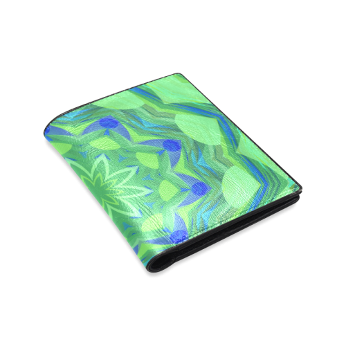 Cute Blue and green Angelfish Flower Men's Leather Wallet (Model 1612)