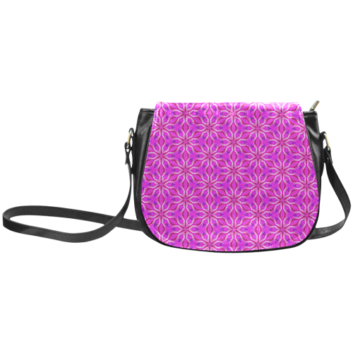 Pink Snowflakes Spinning in Winter Abstract Classic Saddle Bag/Small (Model 1648)