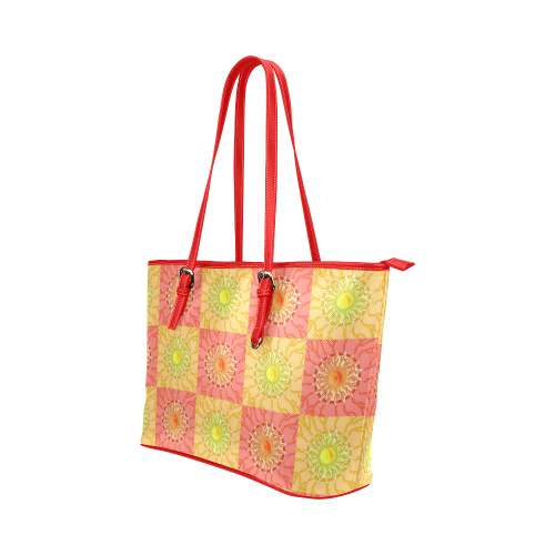Chequered Sunshine Leather Tote Bag/Large (Model 1651)