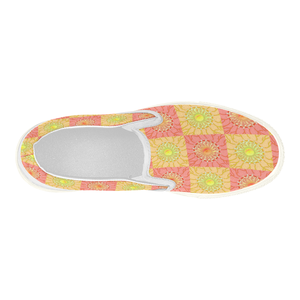 Chequered Sunshine Women's Slip-on Canvas Shoes (Model 019)