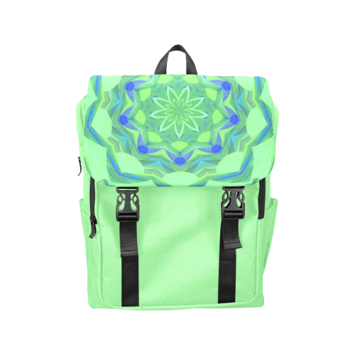 Cute Blue and green Angelfish Flower Casual Shoulders Backpack (Model 1623)