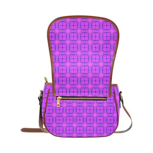 Abstract Dancing Diamonds Purple Violet Saddle Bag/Small (Model 1649) Full Customization