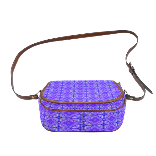 Purple Abstract Flowers, Lattice, Circle Quilt Saddle Bag/Small (Model 1649) Full Customization