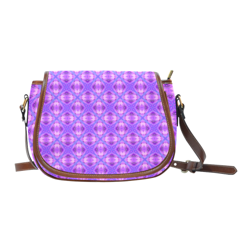 Vibrant Abstract Modern Violet Lavender Lattice Saddle Bag/Small (Model 1649) Full Customization