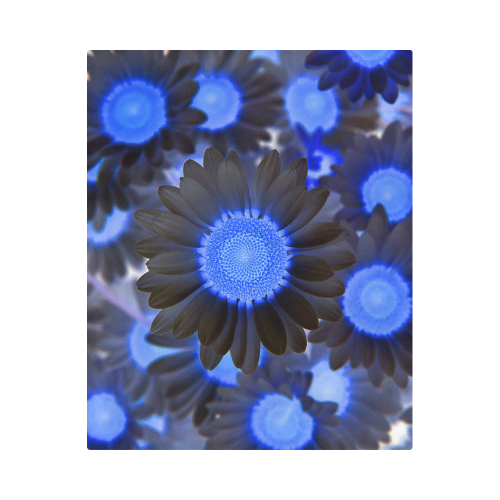 Blue Black Flowers Duvet Cover 86"x70" ( All-over-print)