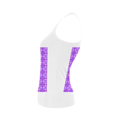 Vibrant Abstract Modern Violet Lavender Lattice Women's Shoulder-Free Tank Top (Model T35)