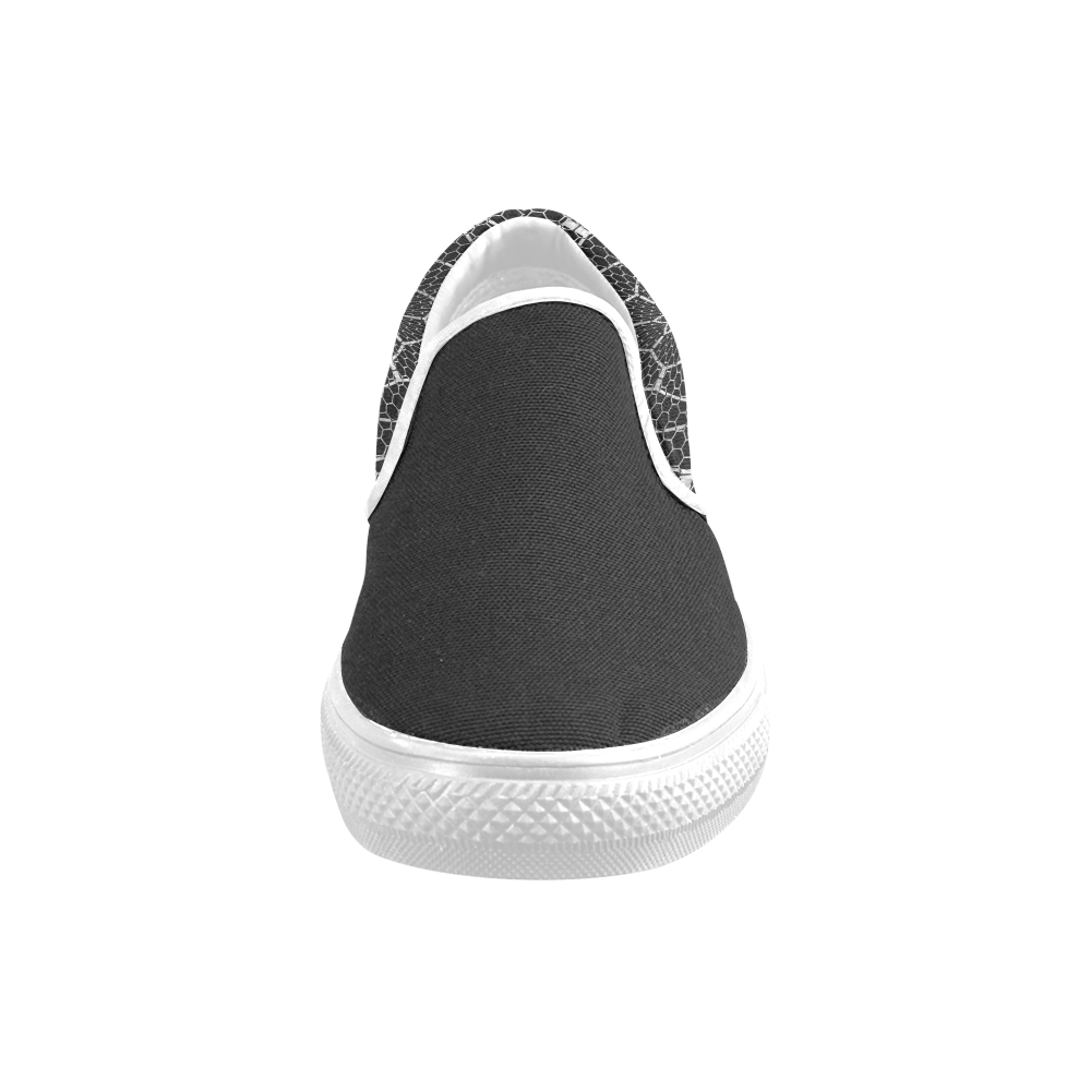 stunning black and white 09 Men's Slip-on Canvas Shoes (Model 019)