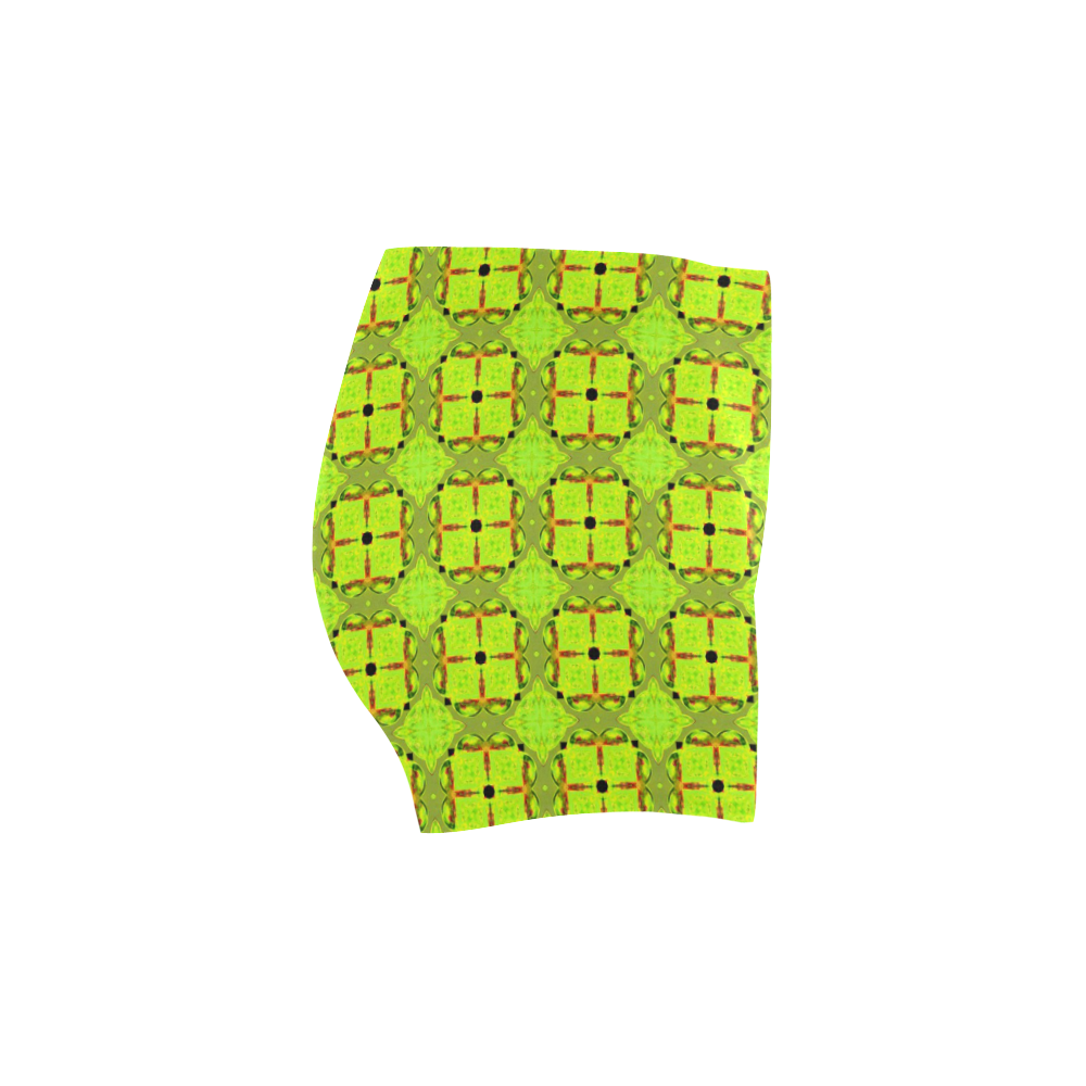Lime Gold Geometric Squares Diamonds Briseis Skinny Shorts (Model L04)