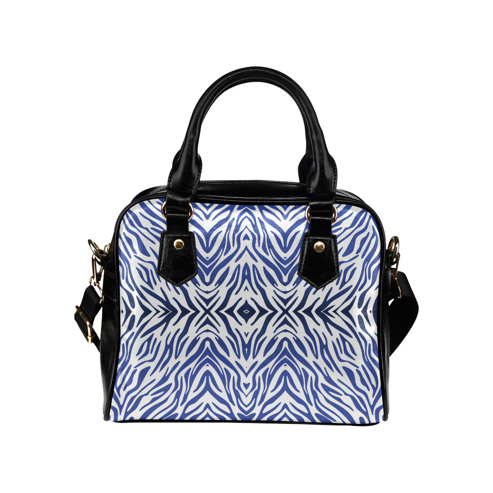 Blue Zebra Print Pattern Shoulder Handbag (Model 1634)