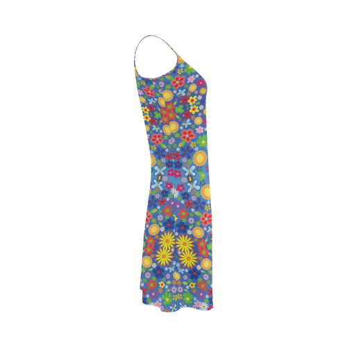 Colorful Flowers Pattern Alcestis Slip Dress (Model D05)