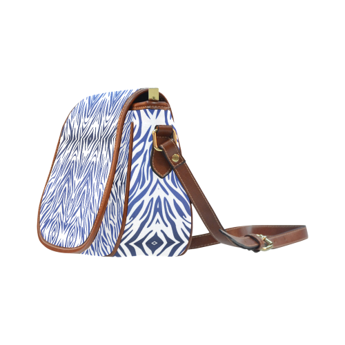 Blue Zebra Print Pattern Saddle Bag/Large (Model 1649)