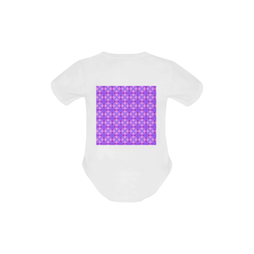 Vibrant Abstract Modern Violet Lavender Lattice Baby Powder Organic Short Sleeve One Piece (Model T28)