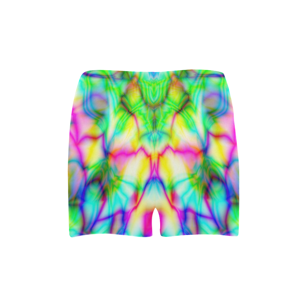 Tropical tribal tie dye yellow blue green ZT09 Briseis Skinny Shorts (Model L04)