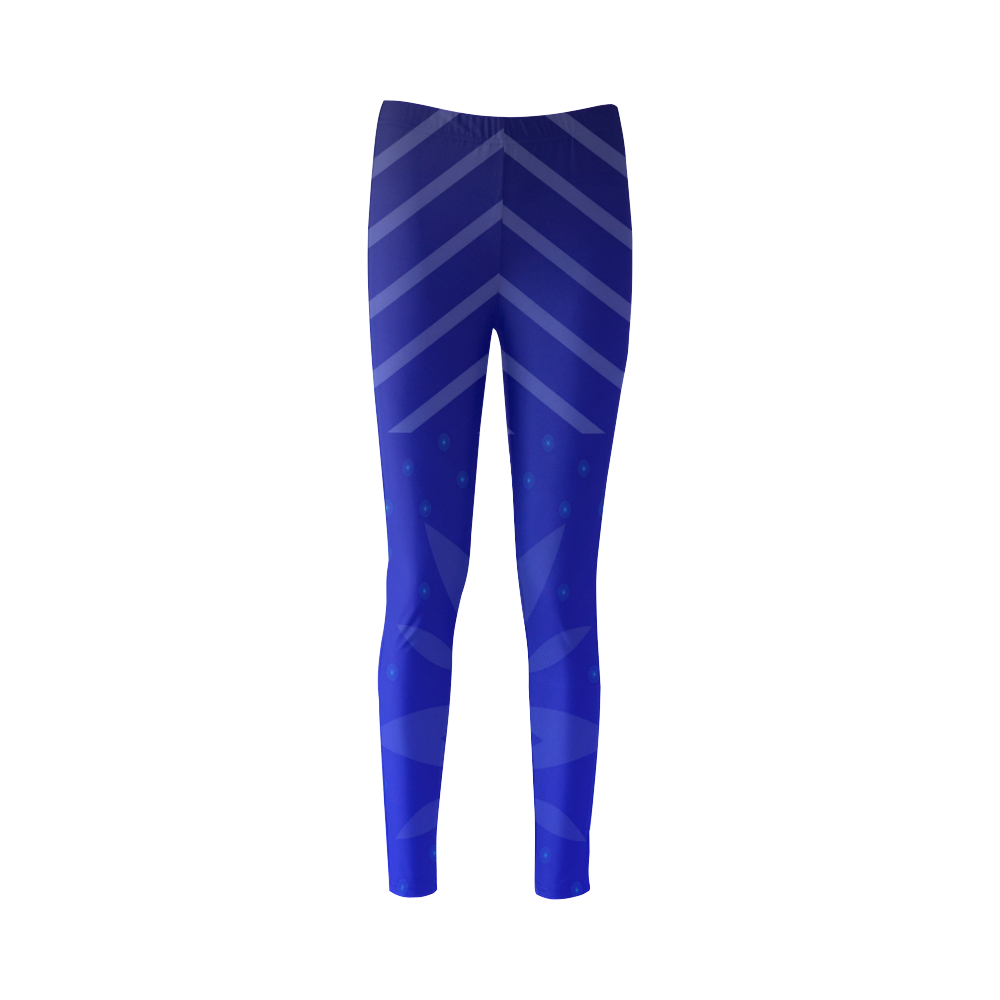 Blue flowers Light Stripes Cassandra Women's Leggings (Model L01)