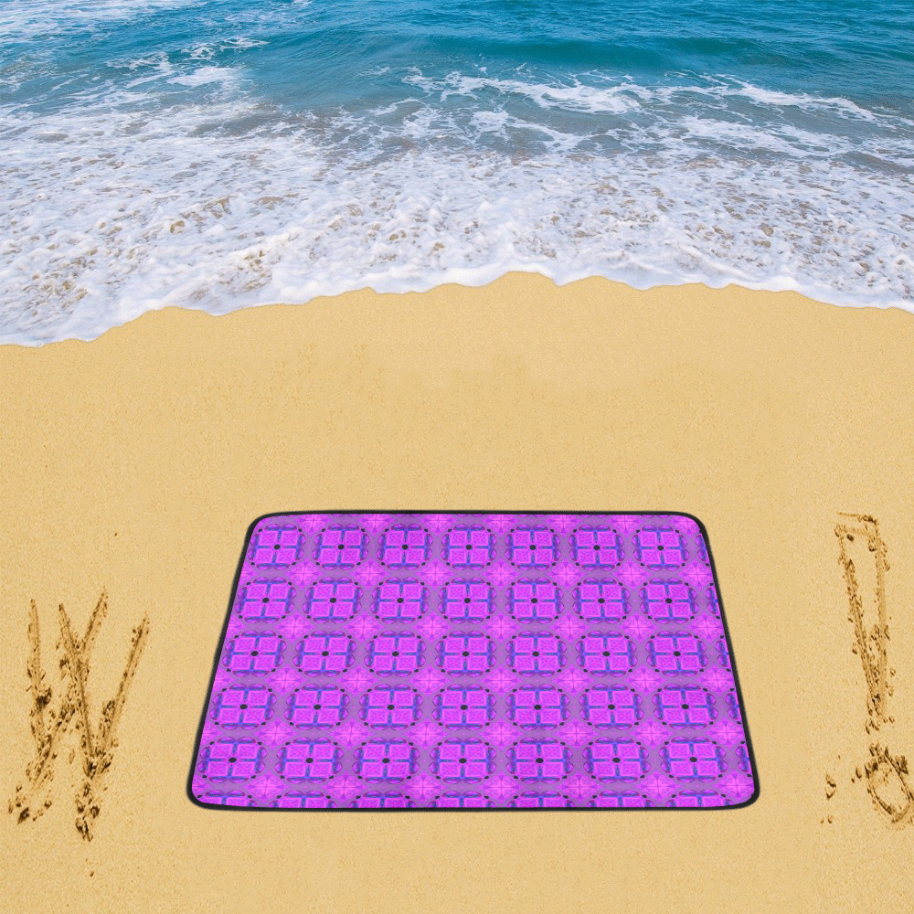 Abstract Dancing Diamonds Purple Violet Beach Mat 78"x 60"