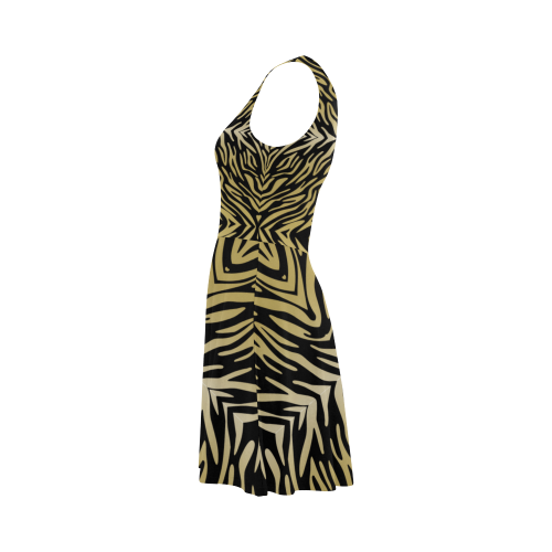 Gold Black Zebra Print Pattern Atalanta Sundress (Model D04)