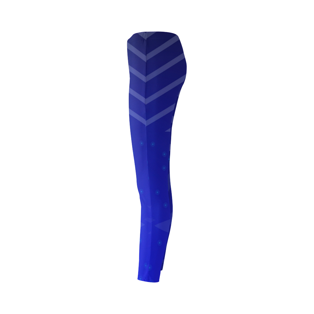 Blue flowers Light Stripes Cassandra Women's Leggings (Model L01)