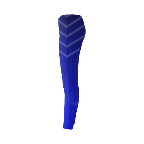 Blue flowers Light Stripes Cassandra Women's Leggings (Model L01)