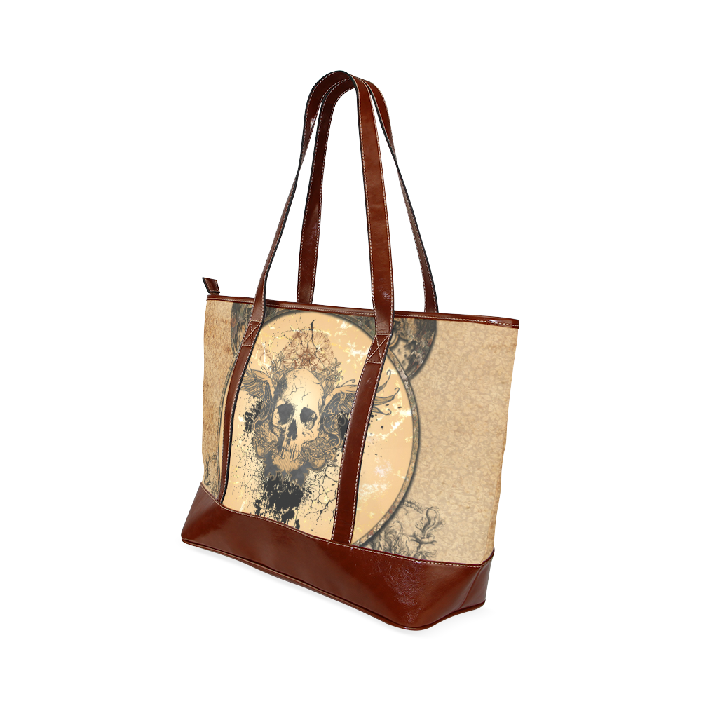 Awesome skull with wings and grunge Tote Handbag (Model 1642)
