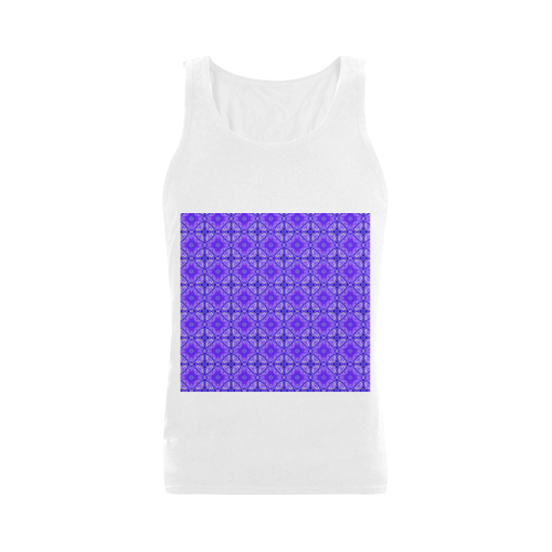 Purple Abstract Flowers, Lattice, Circle Quilt Plus-size Men's Shoulder-Free Tank Top (Model T33)