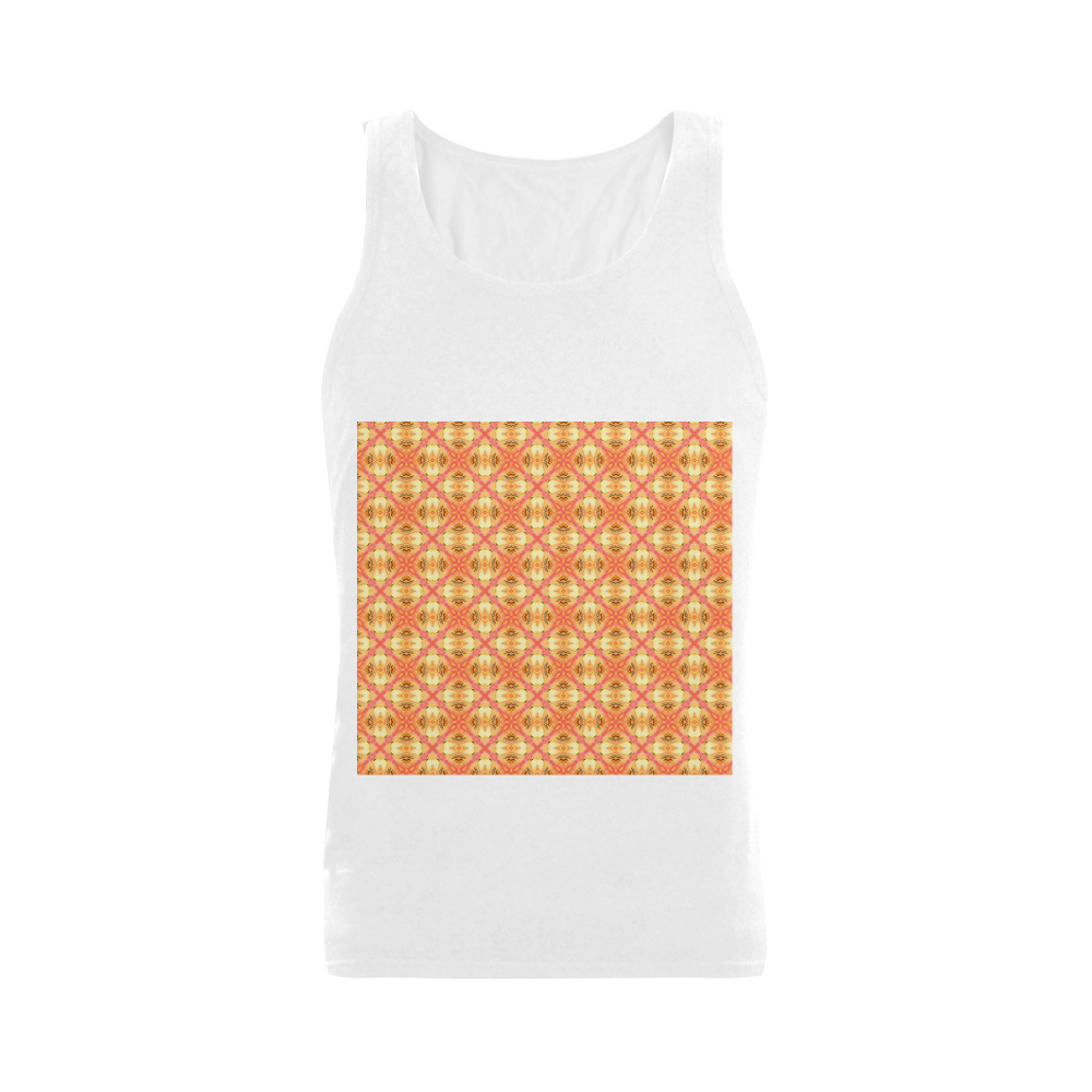 Peach Pineapple Abstract Circles Arches Plus-size Men's Shoulder-Free Tank Top (Model T33)